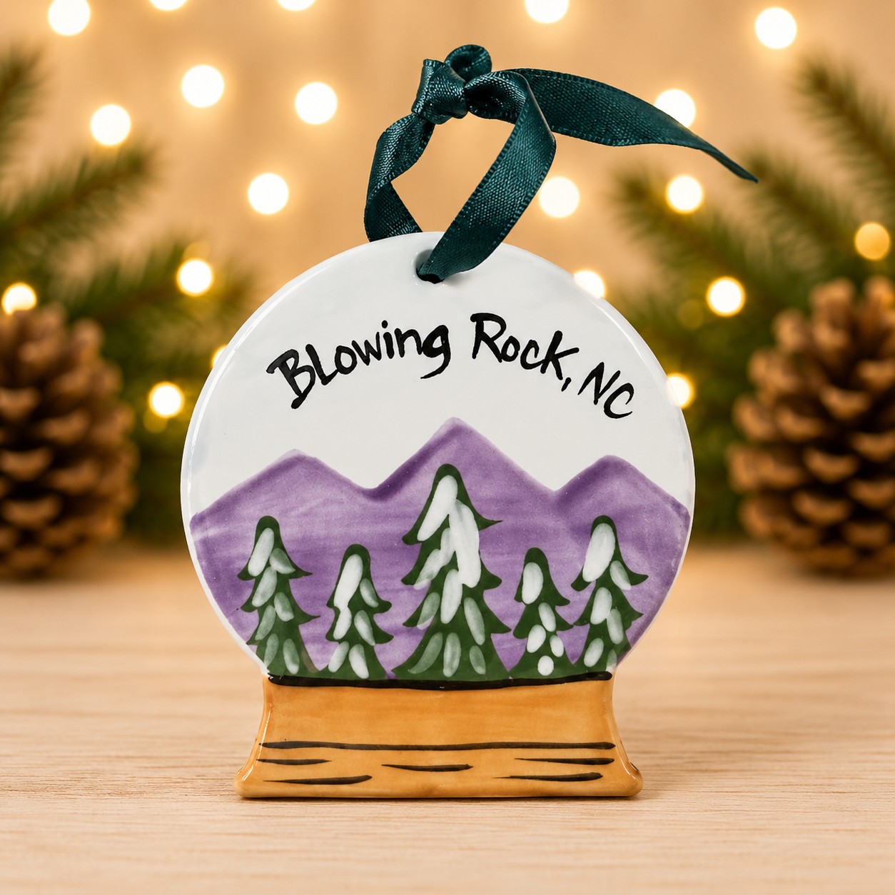 Blowing Rock Mountain Snowglobe Ornament